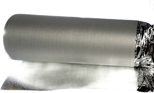 Aluminium reflectie folie 3MM met flap en plakstrip (25m lang x 1m breed)-2